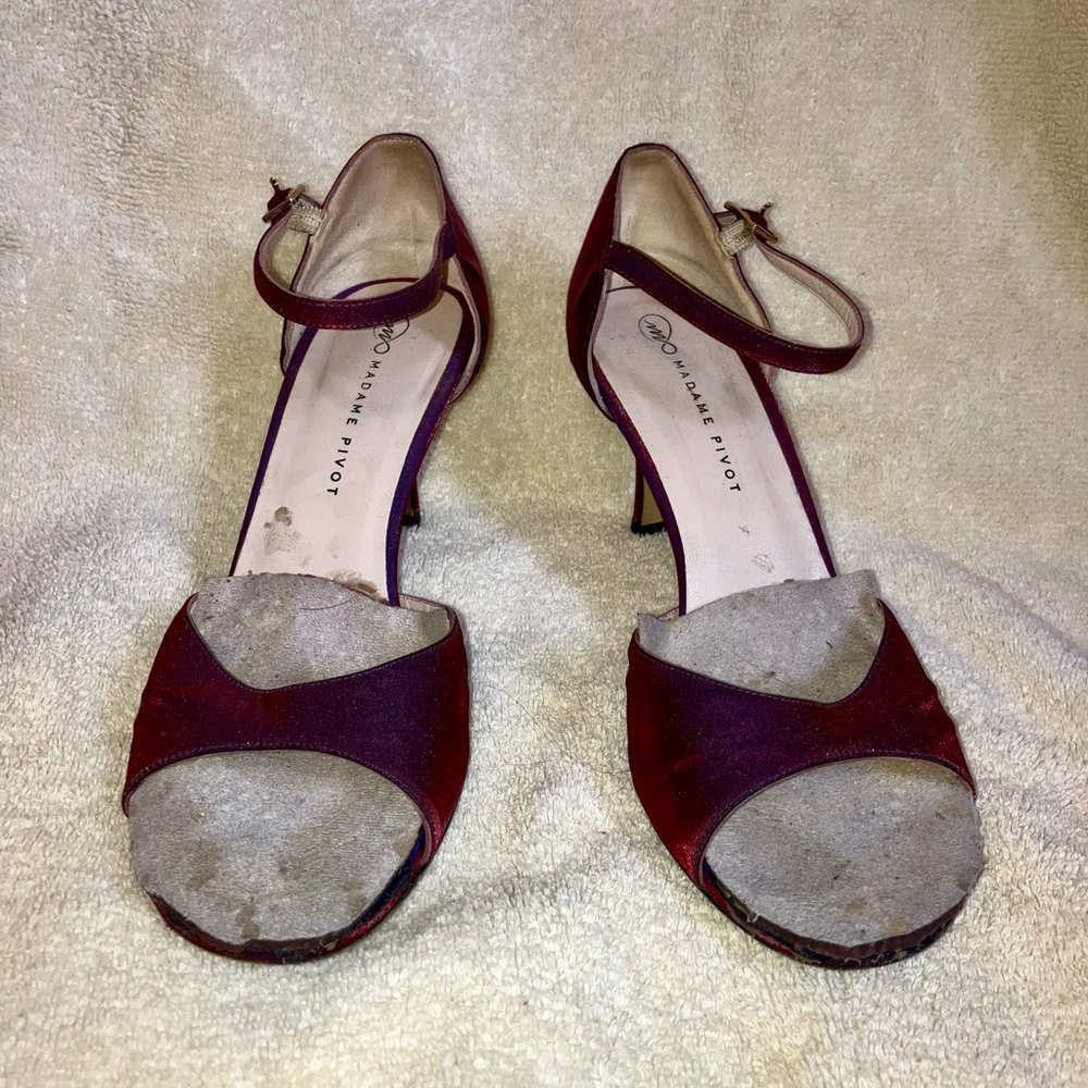 Madame Pivot Fuchsia Satin Tango Shoes – 7cm Heel, Size 38